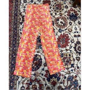 Heimstone Paris Abstract Wide Leg Pants Orange Pink Viscose S Designer